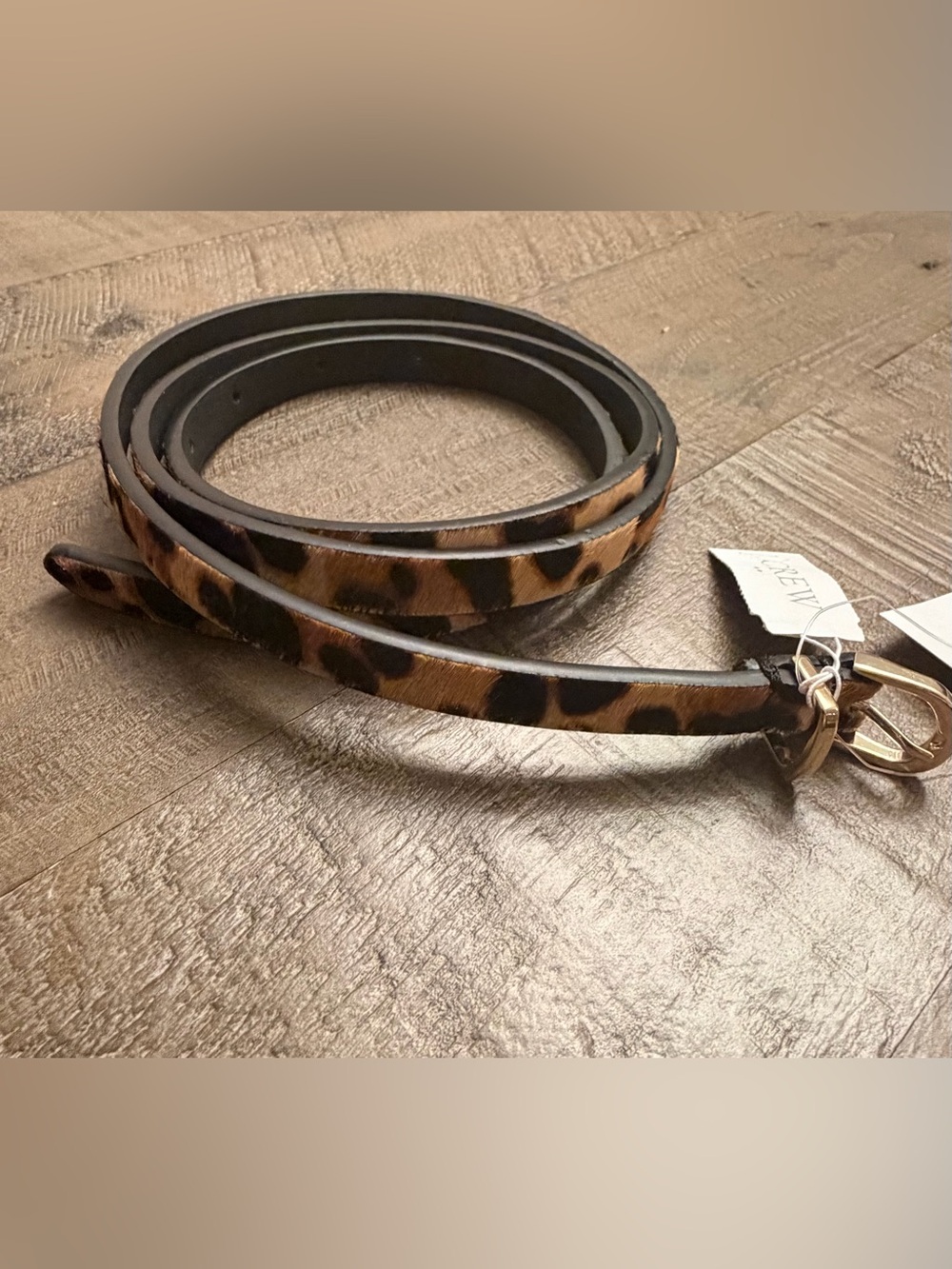 J Crew Factory Leopard Print Skinny Belt M/L